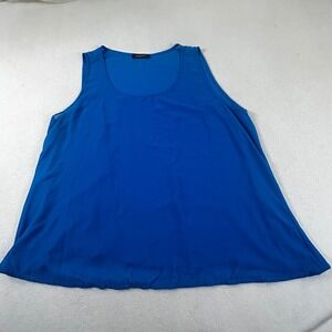 Spense Women's Blue‎ Sleeveless Tank Top Sheer Layered Flowy Top